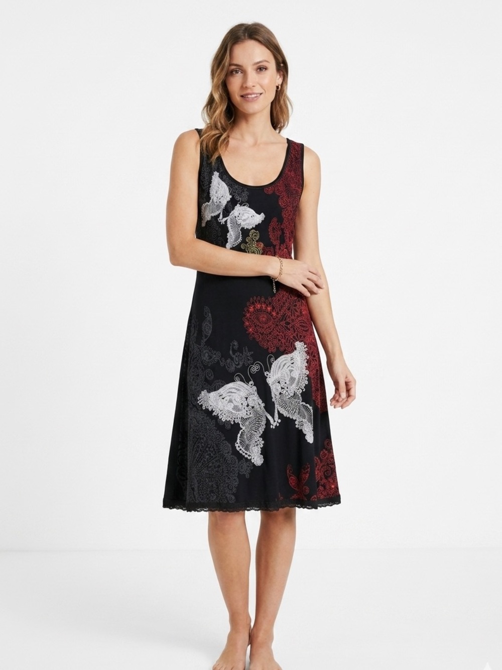 Desigual Whimsigoth Butterfly Sleeveless Dress Medium